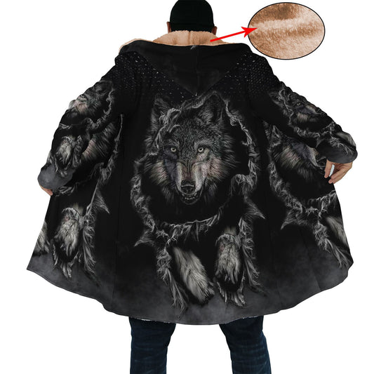 WelcomeNative Black Wolf Native 3D Dream Cloak, All Over Print Dream Cloak, Native American