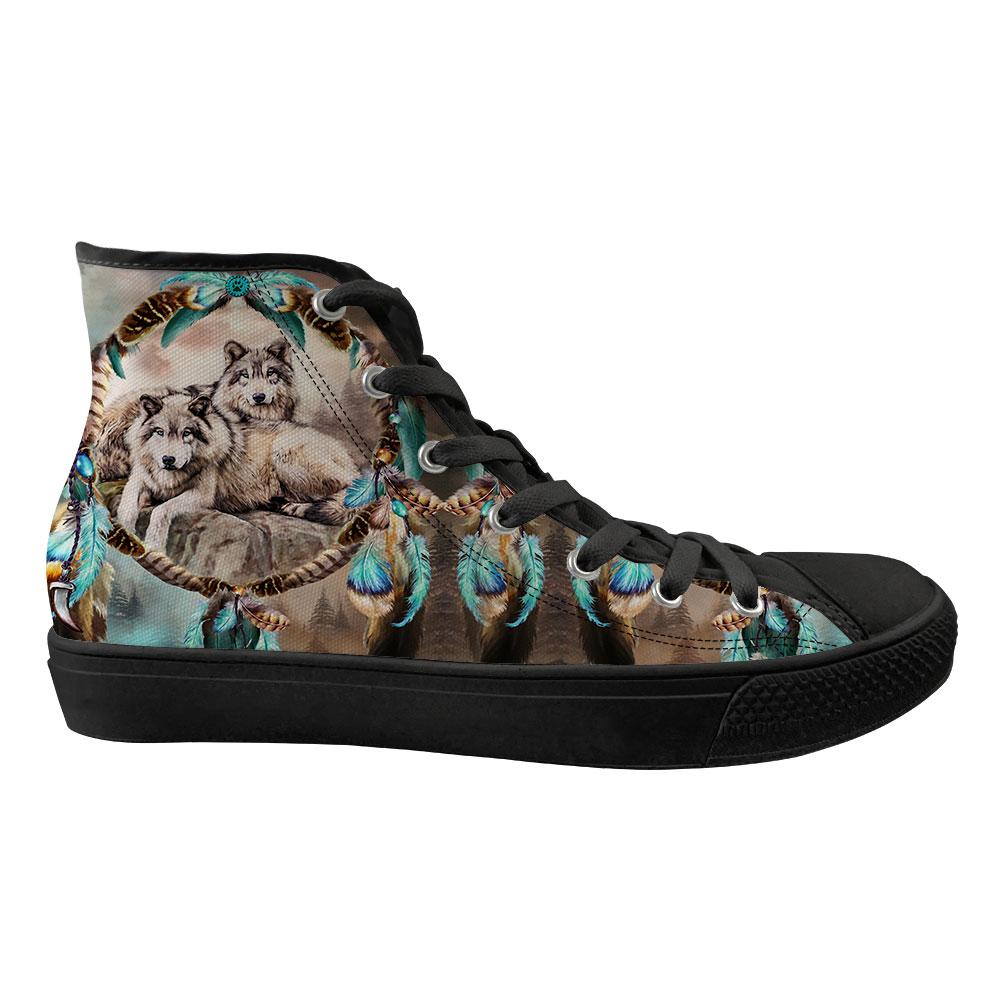 WelcomeNative Wolf Feather Shoes, 3D Shoes, All Over Print Shoes