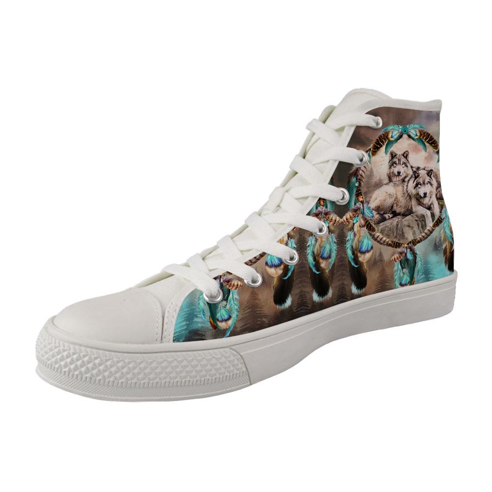 WelcomeNative Wolf Feather Shoes, 3D Shoes, All Over Print Shoes