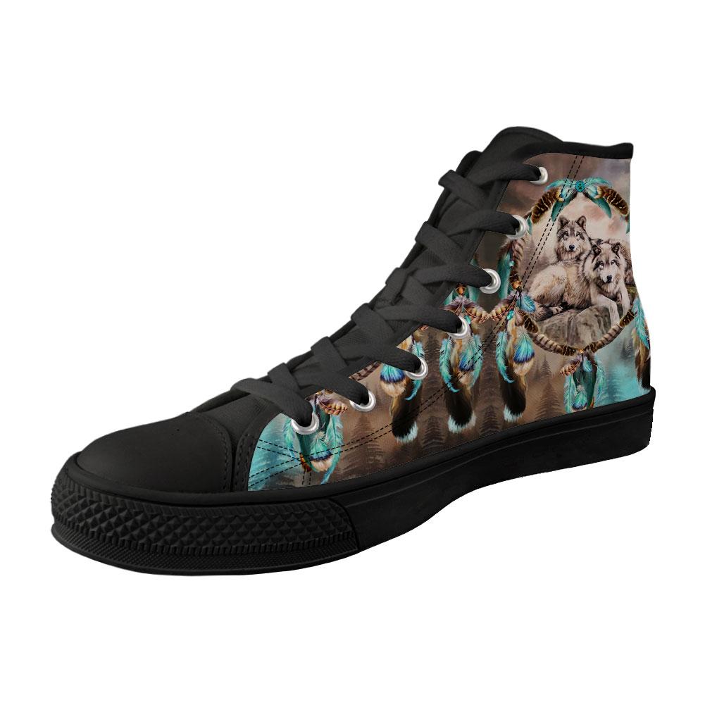 WelcomeNative Wolf Feather Shoes, 3D Shoes, All Over Print Shoes