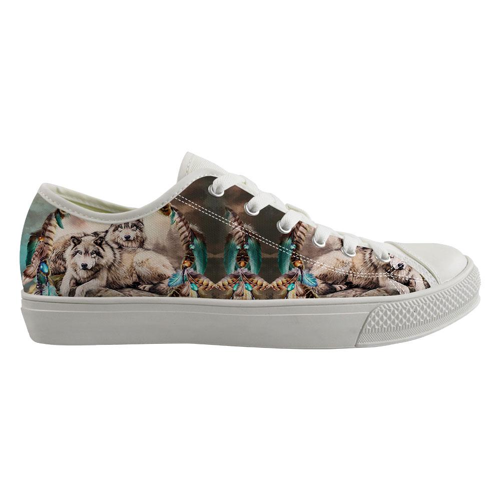 WelcomeNative Wolf Feather Shoes, 3D Shoes, All Over Print Shoes