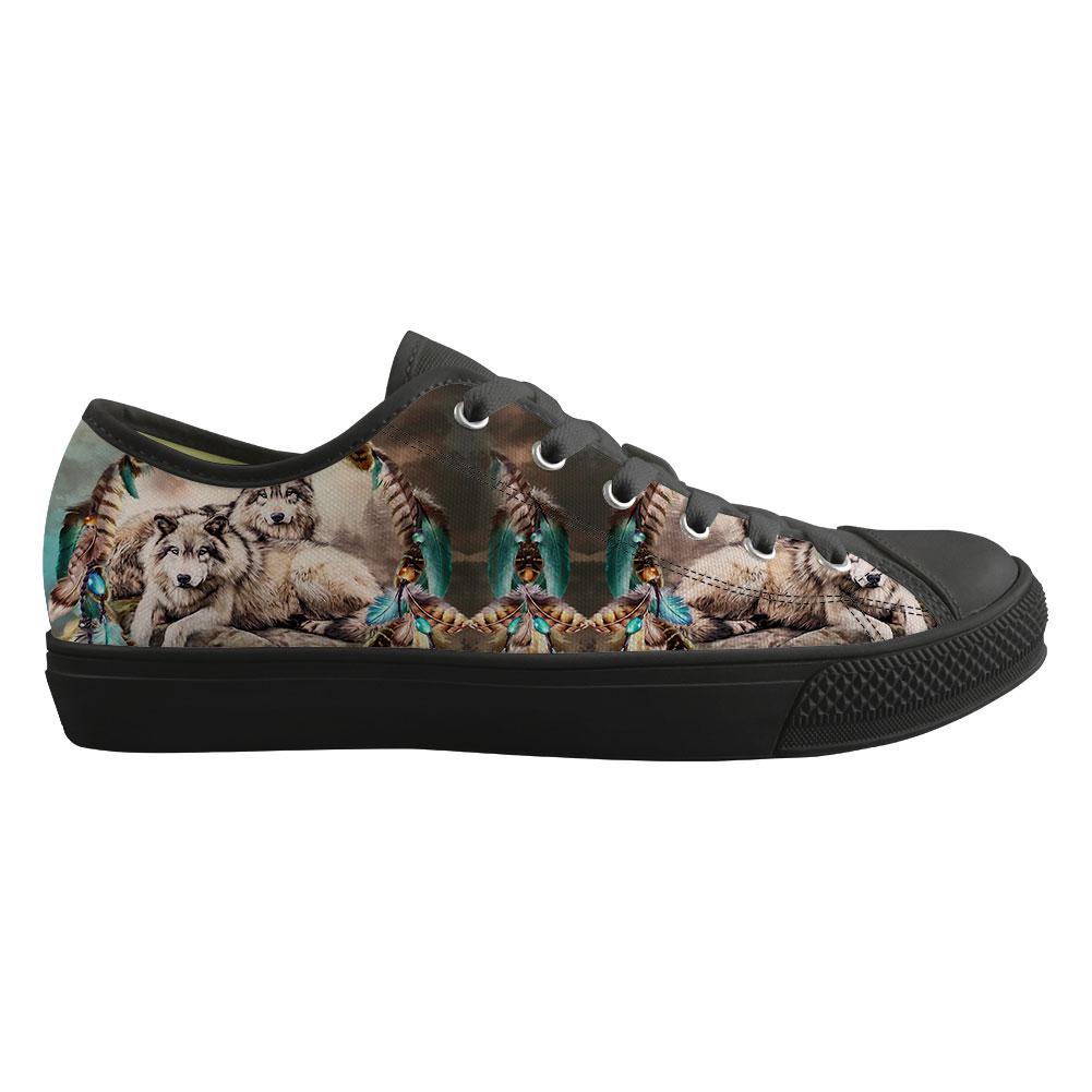 WelcomeNative Wolf Feather Shoes, 3D Shoes, All Over Print Shoes