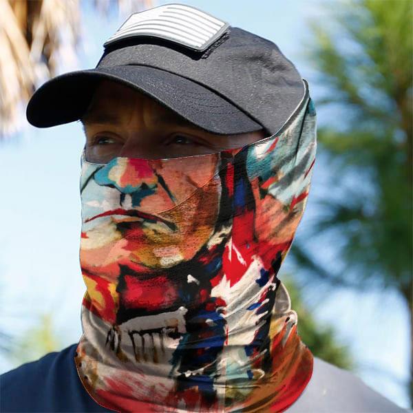 WelcomeNative Chief Head Bandana Face Mask, Native American Neck Gaiter #08