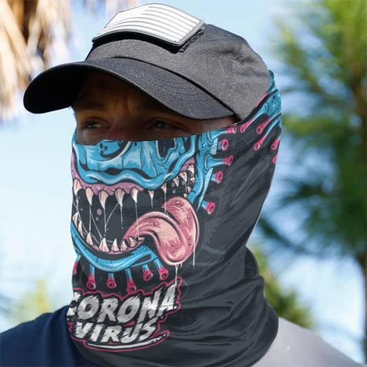 WelcomeNative Monster Face Bandana Face Mask, Halloween Neck Gaiter #01