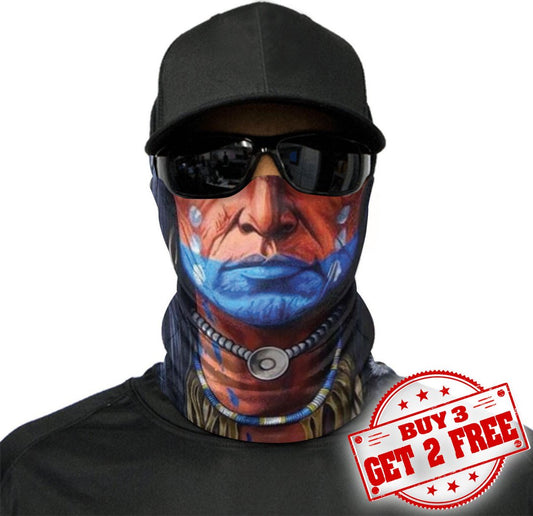 WelcomeNative Chief Head Bandana Face Mask, Native American Neck Gaiter #09