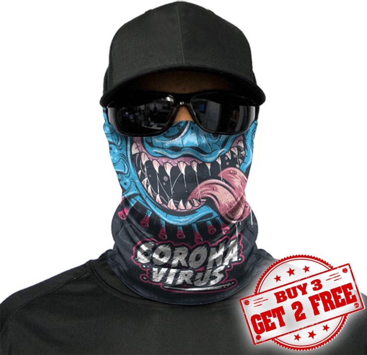 WelcomeNative Monster Face Bandana Face Mask, Halloween Neck Gaiter #01