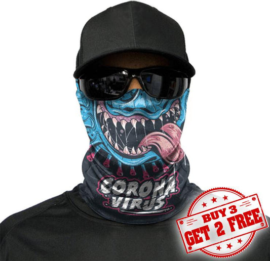 WelcomeNative Monster Face Bandana Face Mask, Halloween Neck Gaiter #01