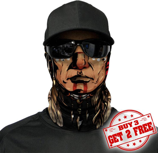 WelcomeNative Chief Head Bandana Face Mask, Native American Neck Gaiter #14