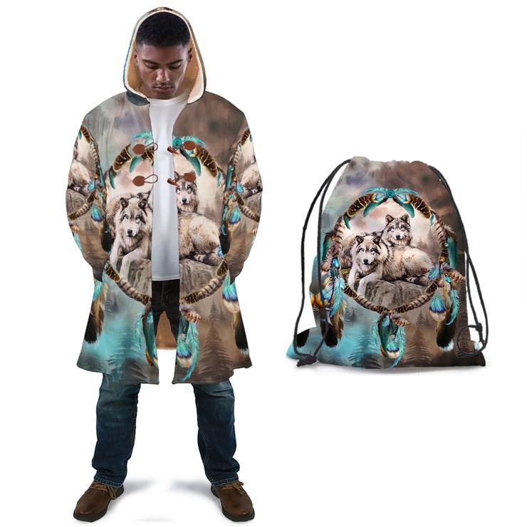 WelcomeNative Wolf Feather 3D Dream Cloak, All Over Print Dream Cloak, Native American