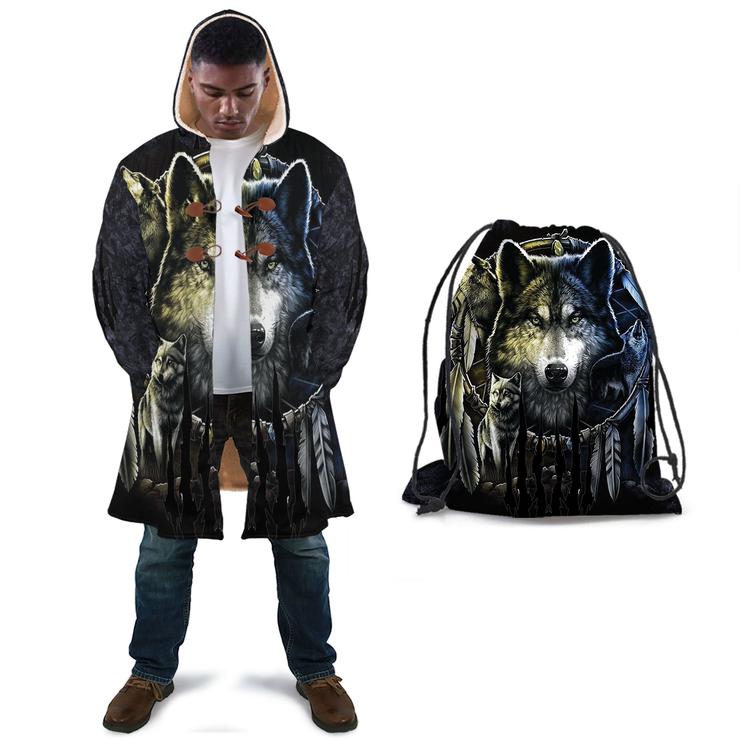 WelcomeNative Wolf Light Native 3D Dream Cloak, All Over Print Dream Cloak, Native American