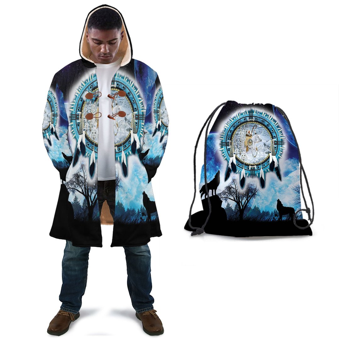 WelcomeNative Winter Horse Feather 3D Dream Cloak, All Over Print Dream Cloak, Native American