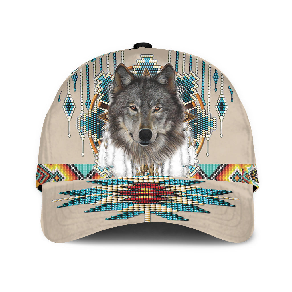 WelcomeNative Native Wolf Cap, 3D Cap , All Over Print Cap