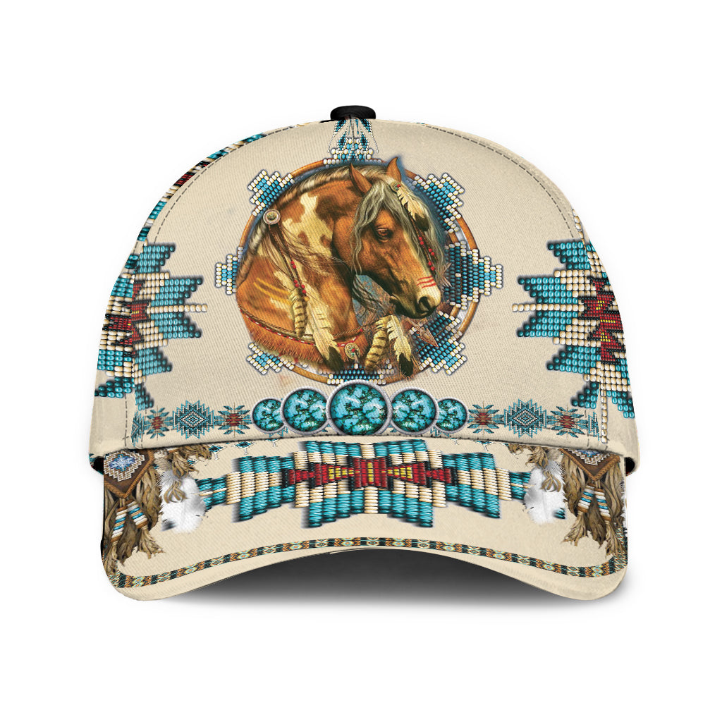 WelcomeNative Native Pattern Horse Cap, 3D Cap , All Over Print Cap