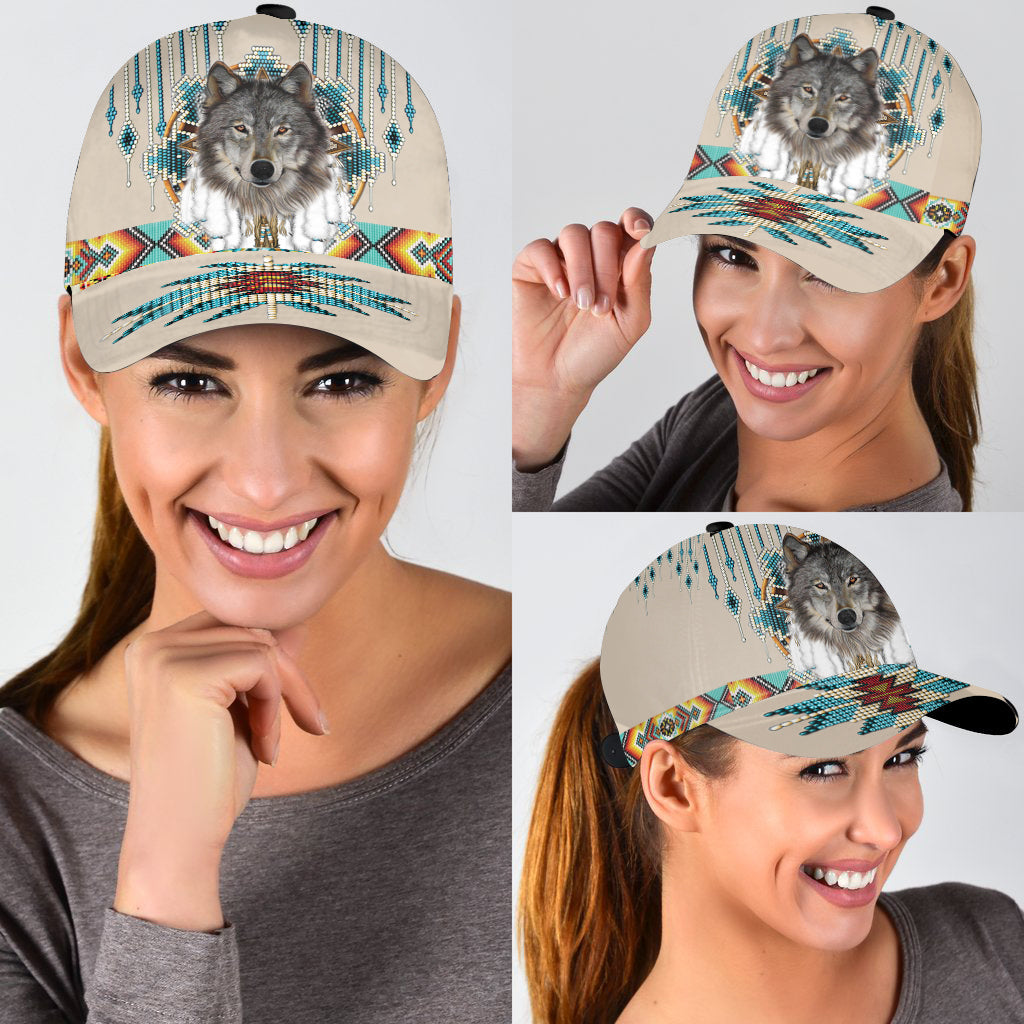 WelcomeNative Native Wolf Cap, 3D Cap , All Over Print Cap