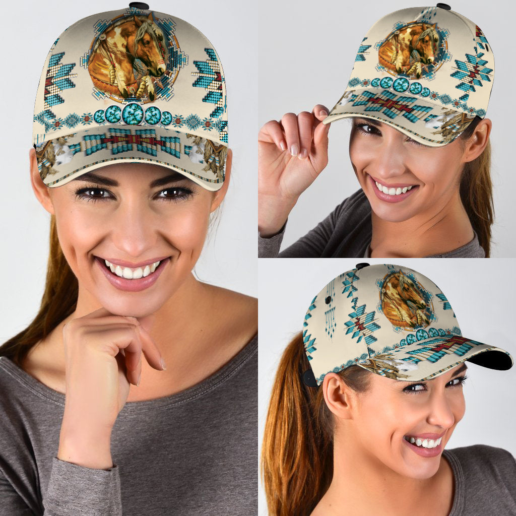 WelcomeNative Native Pattern Horse Cap, 3D Cap , All Over Print Cap