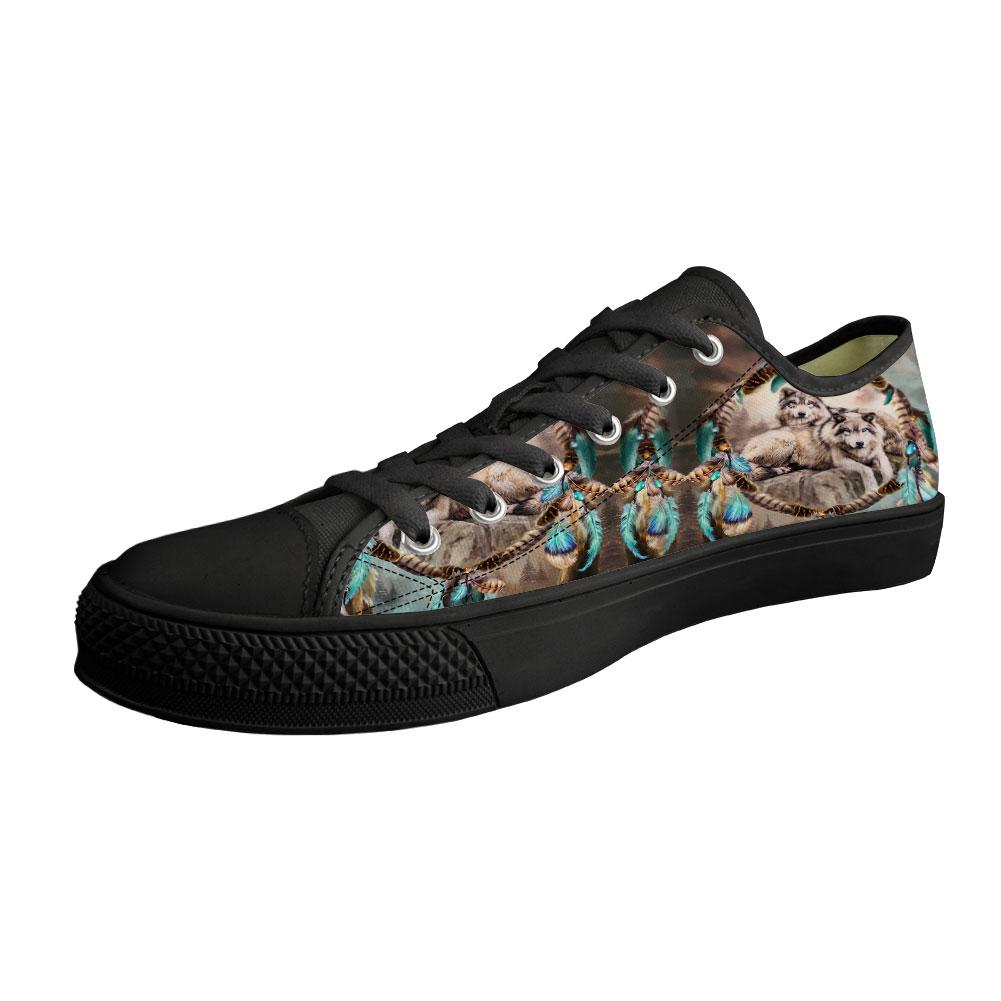 WelcomeNative Wolf Feather Shoes, 3D Shoes, All Over Print Shoes