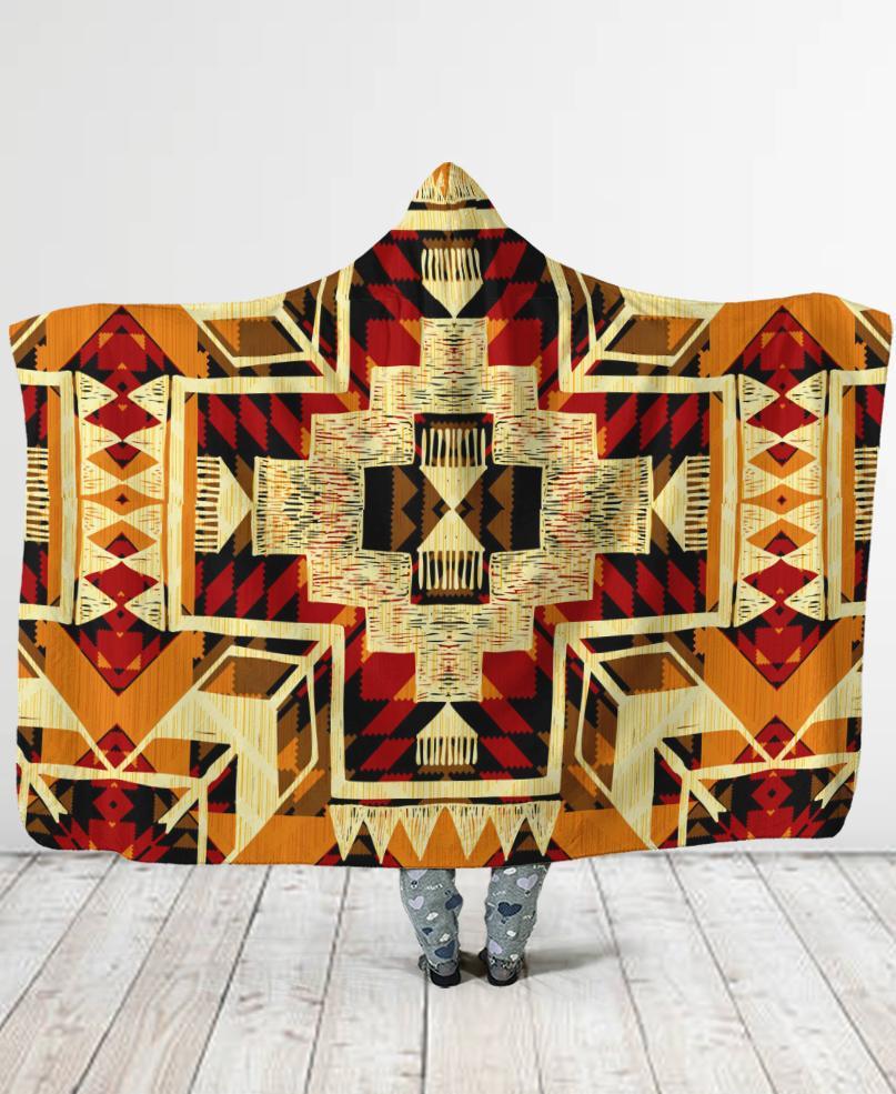 WelcomeNative Native Pattern Hooded Blanket, All Over Print, Native American