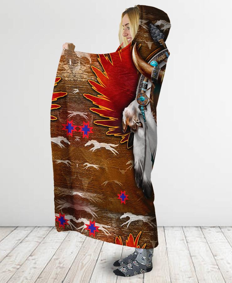 WelcomeNative Native Buffalo Hooded Blanket, All Over Print, Native American