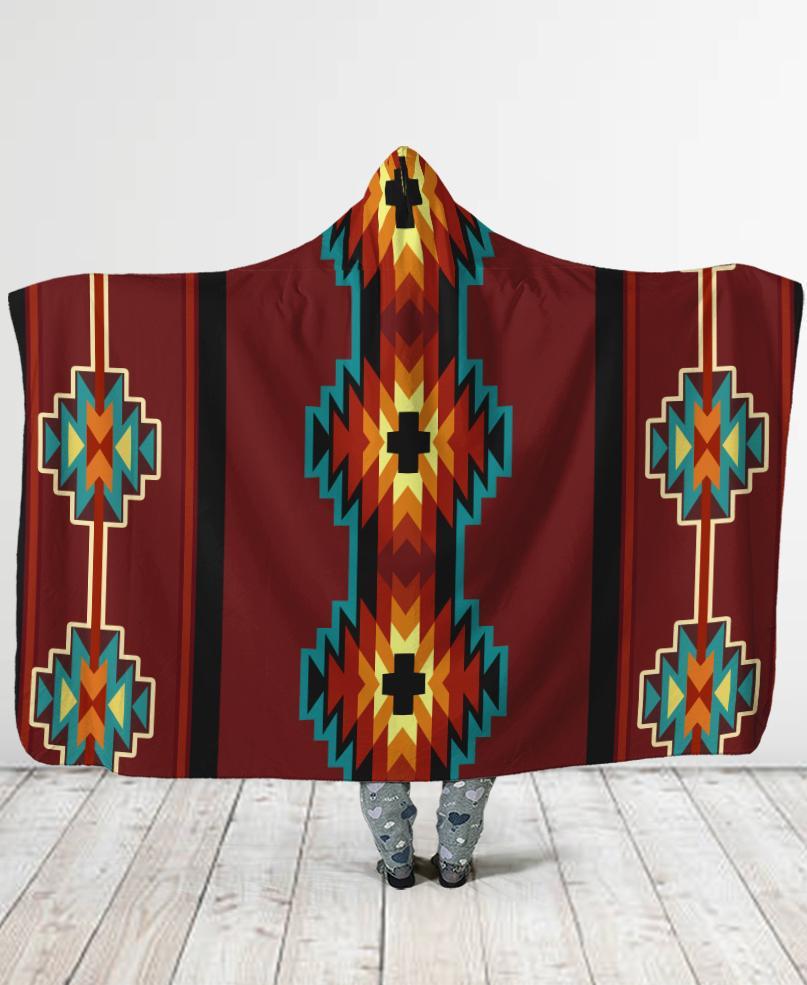 WelcomeNative Brown Pattern Hooded Blanket, All Over Print , Native American