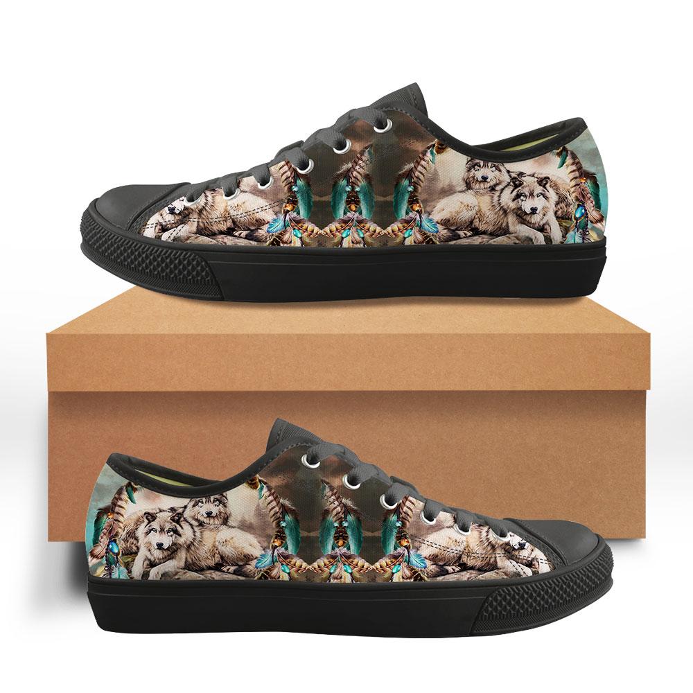WelcomeNative Wolf Feather Shoes, 3D Shoes, All Over Print Shoes