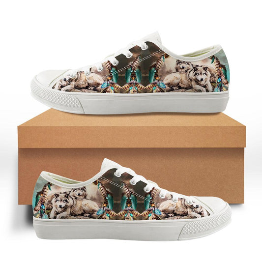 WelcomeNative Wolf Feather Shoes, 3D Shoes, All Over Print Shoes