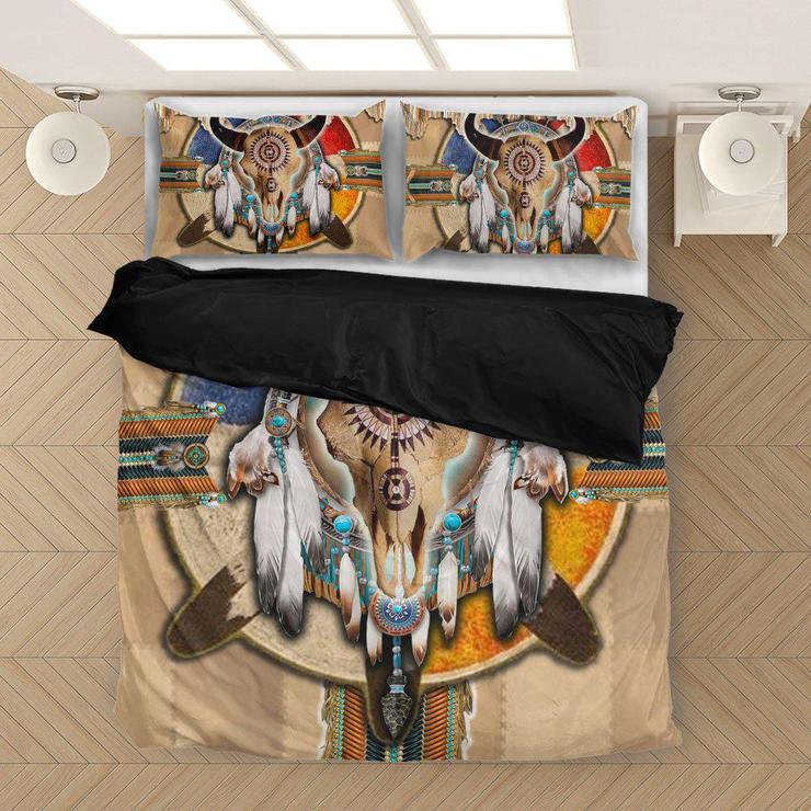 WelcomeNative Native Buffalo Skull Bedding Set, 3D Bedding Set, All Over Print, Native American