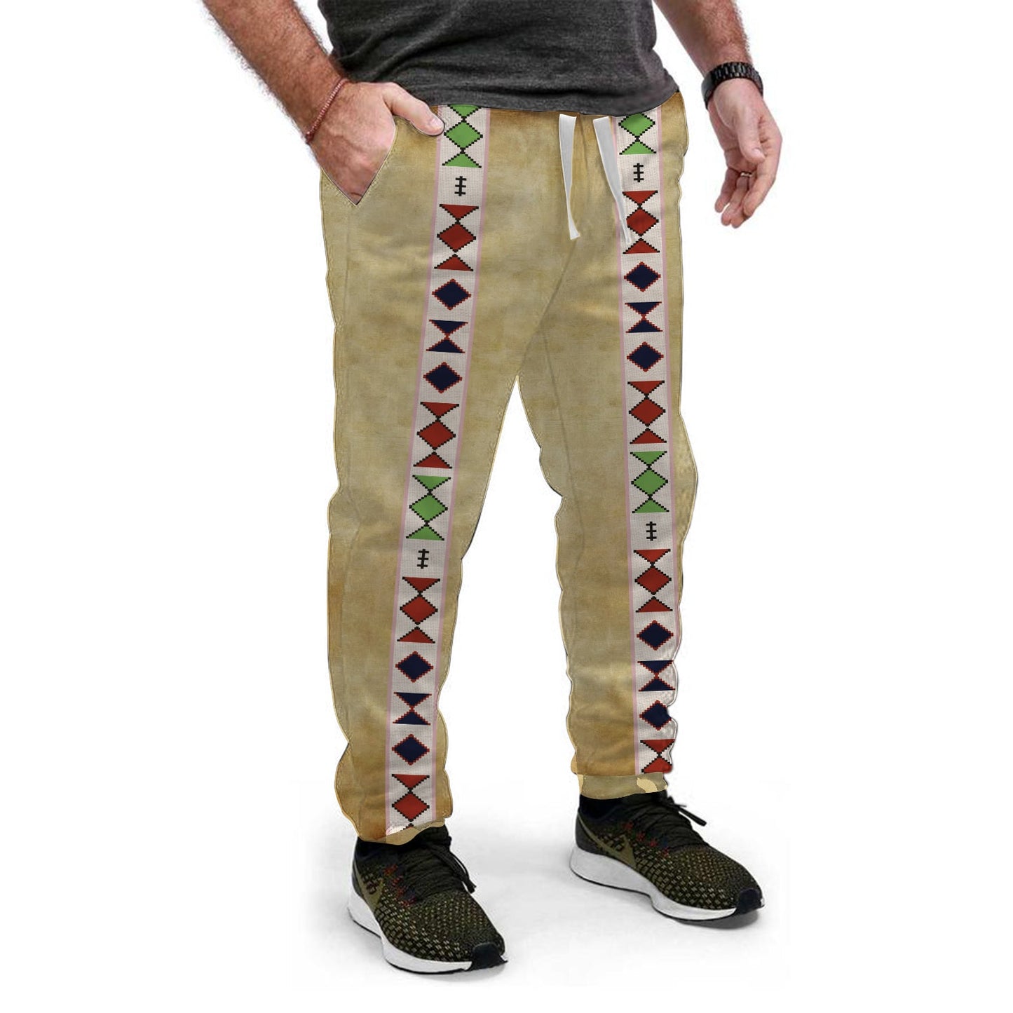 WelcomeNative Grey Pattern Native Sweatpants, 3D Sweatpants, All Over Print Sweatpants