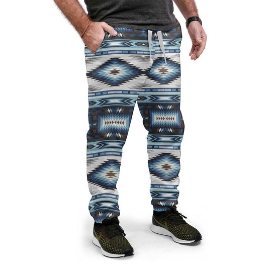 WelcomeNative Blue Patterns Sweatpants, 3D Sweatpants, All Over Print Sweatpants