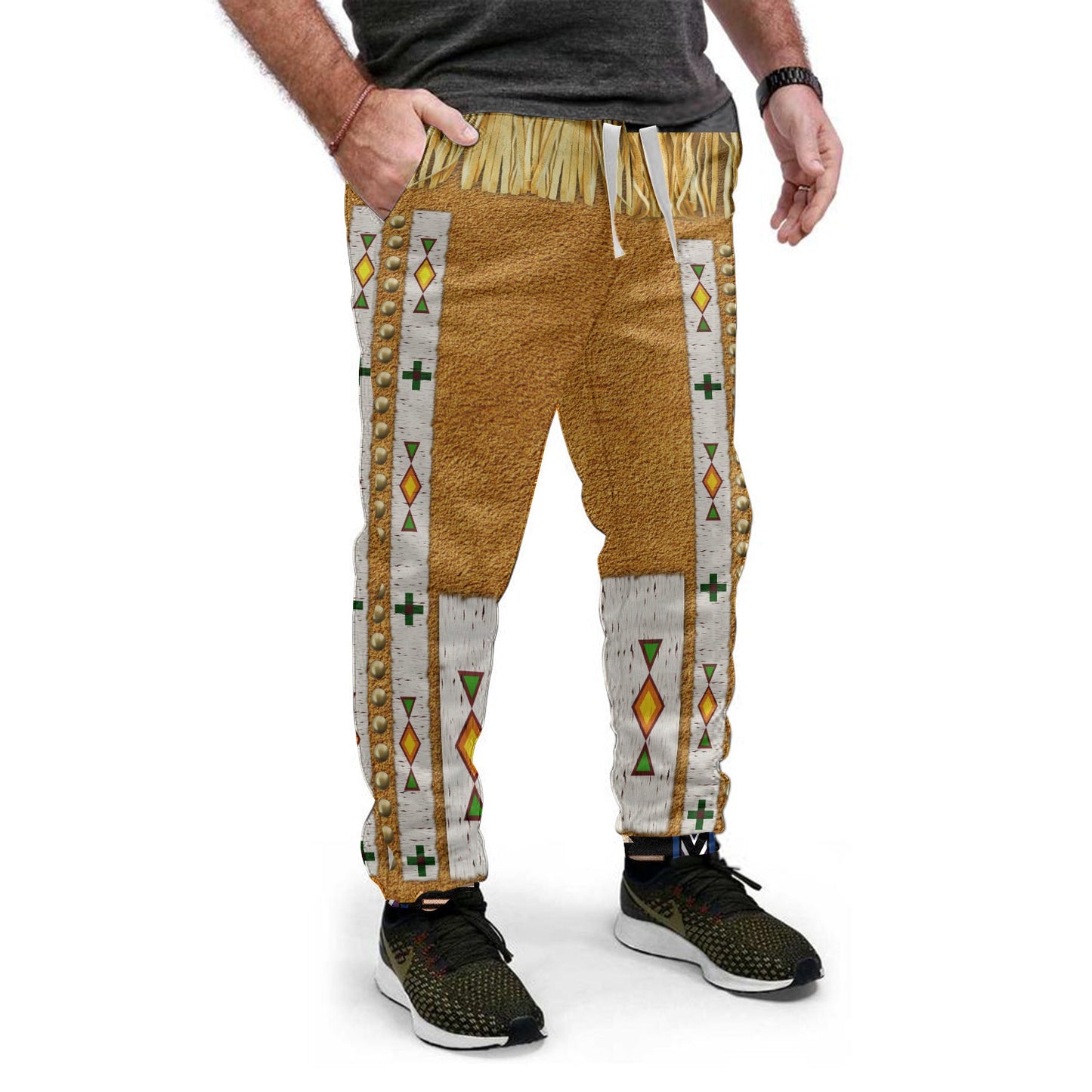 WelcomeNative Yellow Pattern Sweatpants, 3D Sweatpants, All Over Print Sweatpants