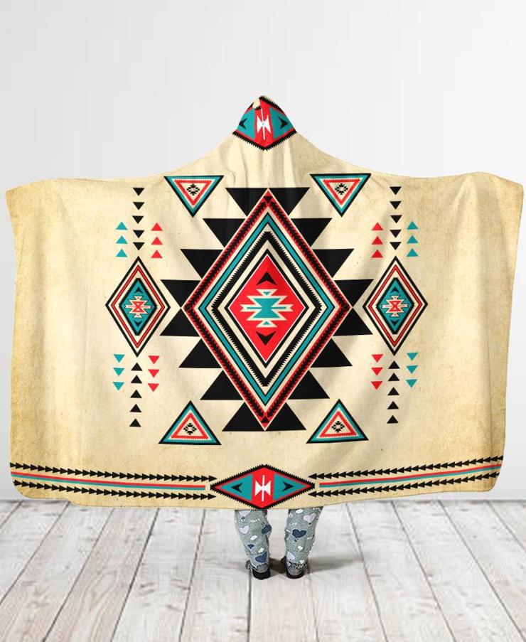 WelcomeNative Light Colored Hooded Blanket, All Over Print, Native American
