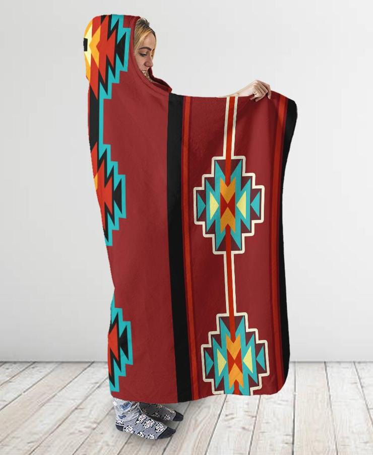 WelcomeNative Brown Pattern Hooded Blanket, All Over Print , Native American