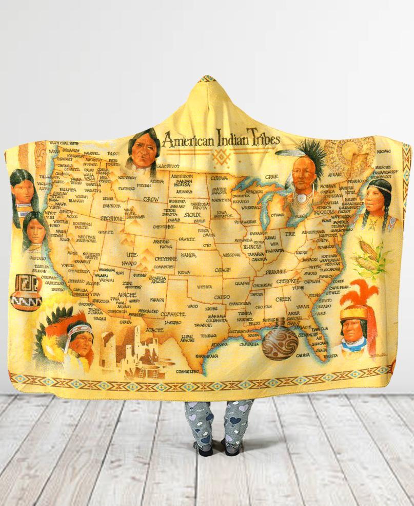 WelcomeNative Yellow Hooded Blanket, All Over Print, Native American