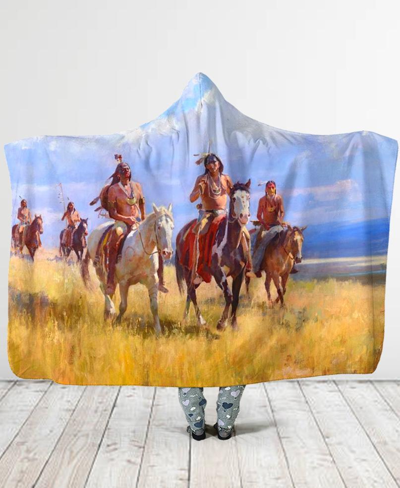 WelcomeNative Native American Hooded Blanket, All Over Print, Native American
