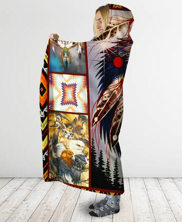 WelcomeNative Native Eagles Hooded Blanket, All Over Print, Native American