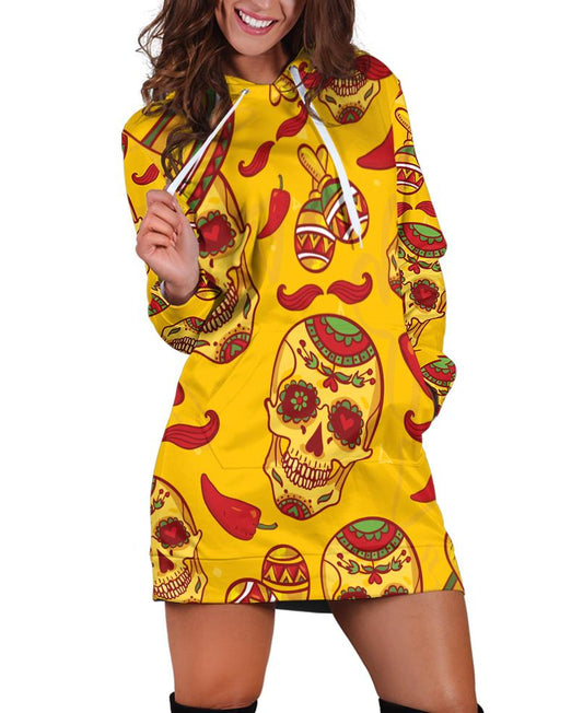 WelcomeNative Yellow Hoodie Dress, 3D Hoodie Dress, All Over Print Hoodie Dress