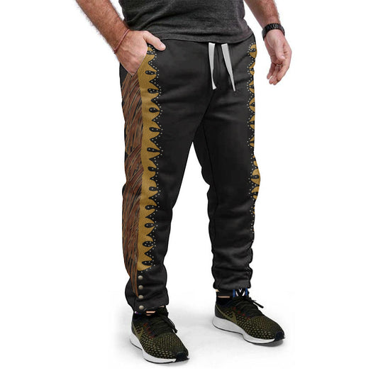 WelcomeNative Black Pattern Native Sweatpants, 3D Sweatpants, All Over Print Sweatpants