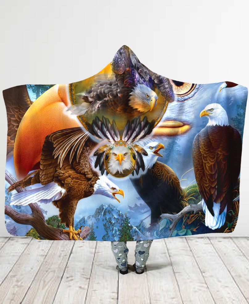 WelcomeNative Feathers Hooded Blanket, All Over Print, Native American