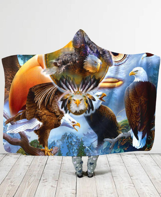WelcomeNative Feathers Hooded Blanket, All Over Print, Native American