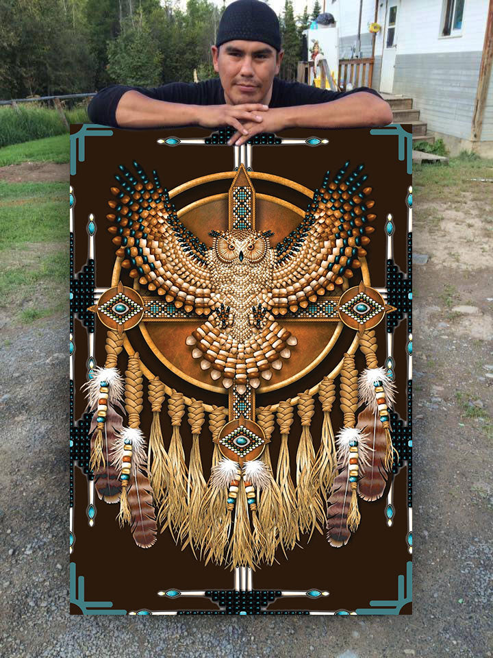 WelcomeNative Dreamcatcher Owl Poster, 3D Poster, All Over Print Poster, Native American