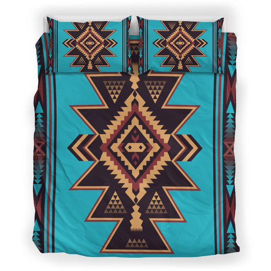 WelcomeNative Blue Background Native Bedding Set, 3D Bedding Set, All Over Print, Native American