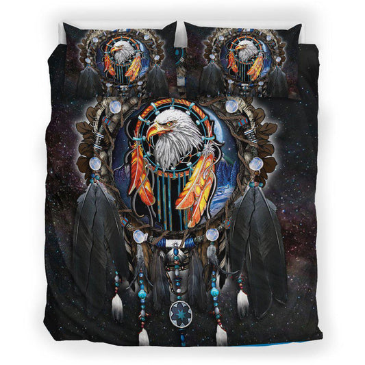 WelcomeNative Black Dreamcatcher Eagle Bedding Set, 3D Bedding Set, All Over Print, Native American