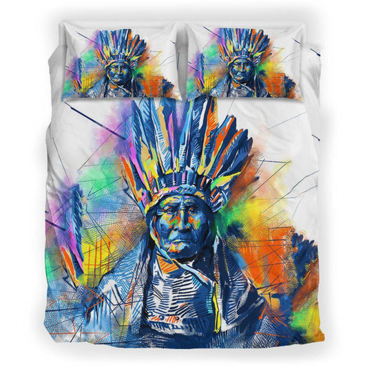 WelcomeNative Native Chief's Drawings Bedding Set, 3D Bedding Set, All Over Print, Native American