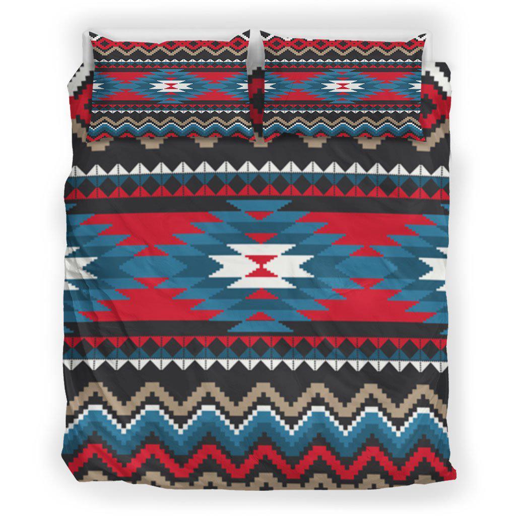 WelcomeNative Red Blue Native Pattern Bedding Set, 3D Bedding Set, All Over Print, Native American