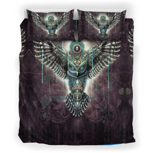 WelcomeNative Brown Native Owl Bedding Set, 3D Bedding Set, All Over Print, Native American