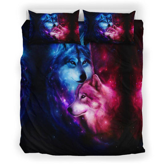 WelcomeNative Galaxy Wolf Bedding Set, 3D Bedding Set, All Over Print, Native American