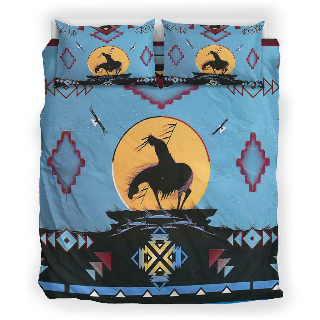 WelcomeNative Blue Native Ride Horse Bedding Set, 3D Bedding Set, All Over Print, Native American