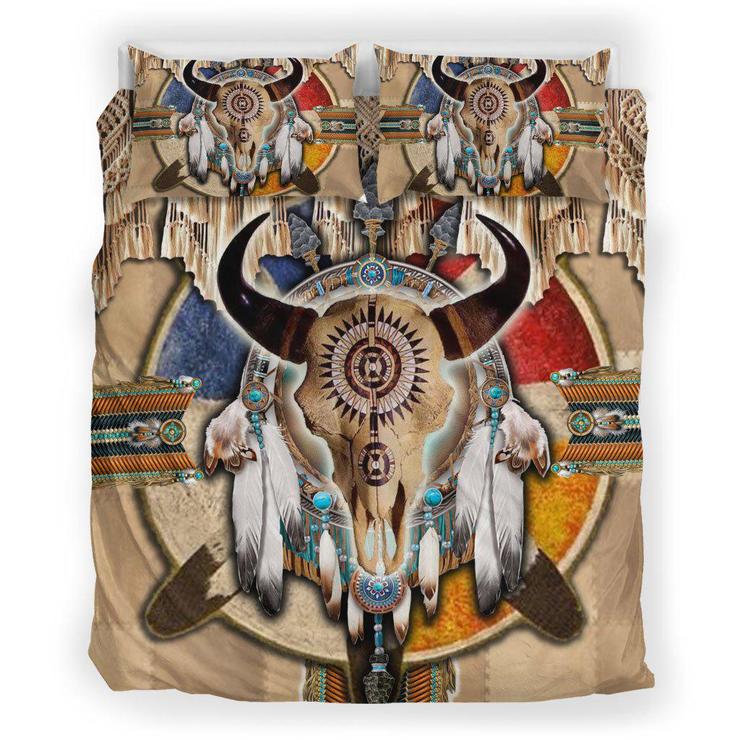 WelcomeNative Native Buffalo Skull Bedding Set, 3D Bedding Set, All Over Print, Native American