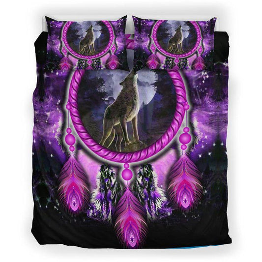 WelcomeNative Purple Wolf Dream Bedding Set, 3D Bedding Set, All Over Print, Native American
