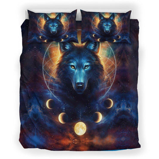 WelcomeNative Blue Galaxy Wolf Bedding Set, 3D Bedding Set, All Over Print, Native American