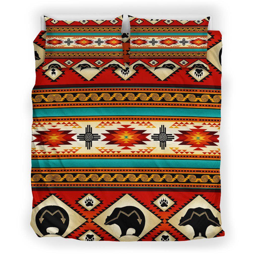 WelcomeNative Border & Bear Patterns Bedding Set, 3D Bedding Set, All Over Print, Native American